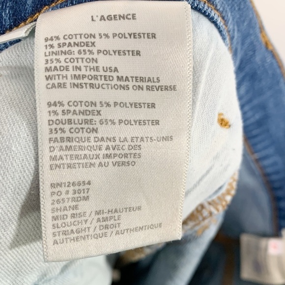 L'Agence Womens Shane Blue Mid Rise Slouchy Denim Straight Leg Jeans - Picture 9 of 9